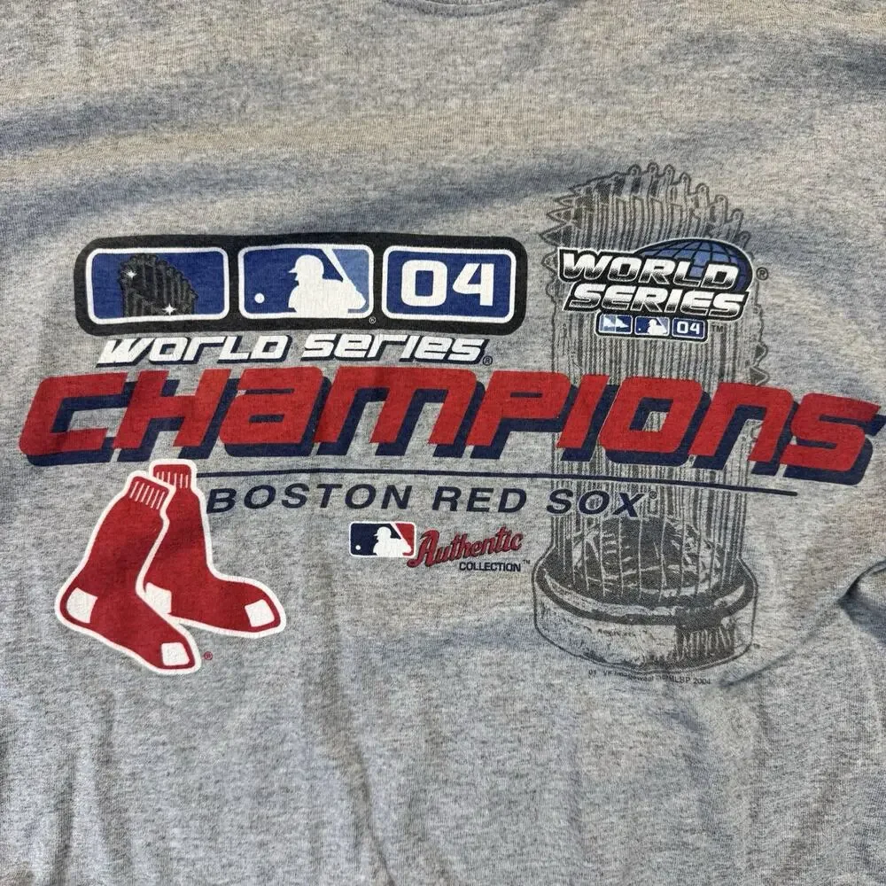 Gray Boston Red Sox World Series Champions ‘04 Long Sleeve MLB Baseball Men’s L